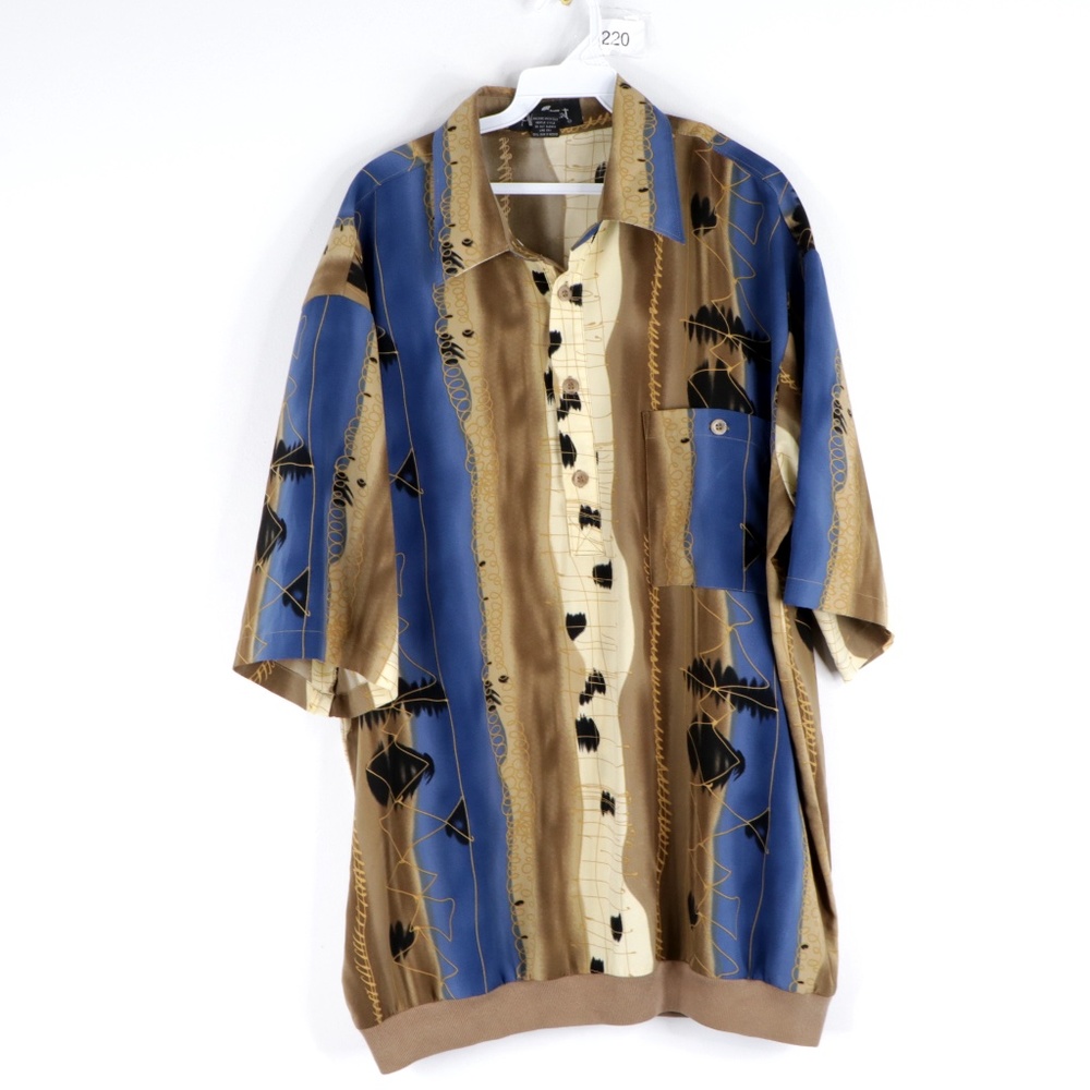 Vintage 90s Streetwear Abstract Print Polo Shirt